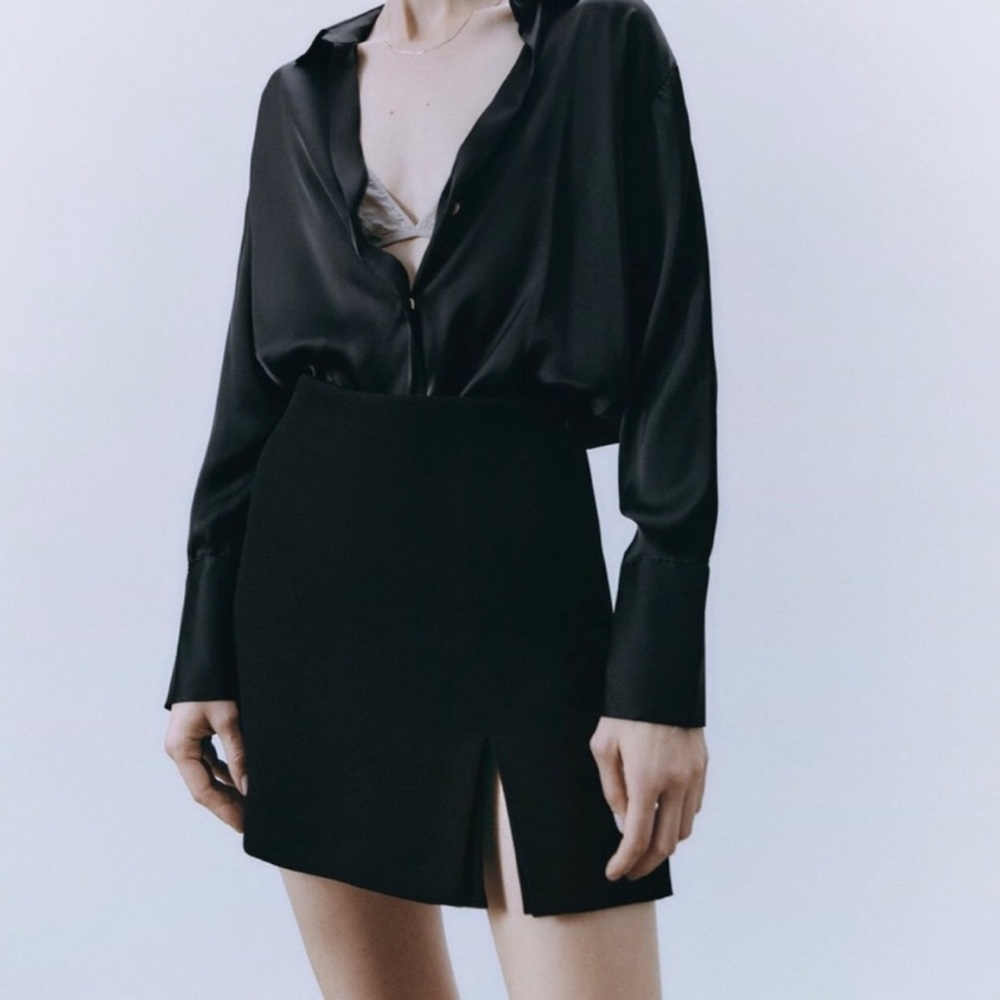 Zara Black Mini Skort with Slit